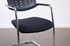 Freischwinger Rovo Chair "2425AS", Stapelstuhl, Chrom/Schwarz