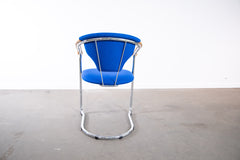 Kelly Armq, Freischwinger, Chrom/Holz/Blau