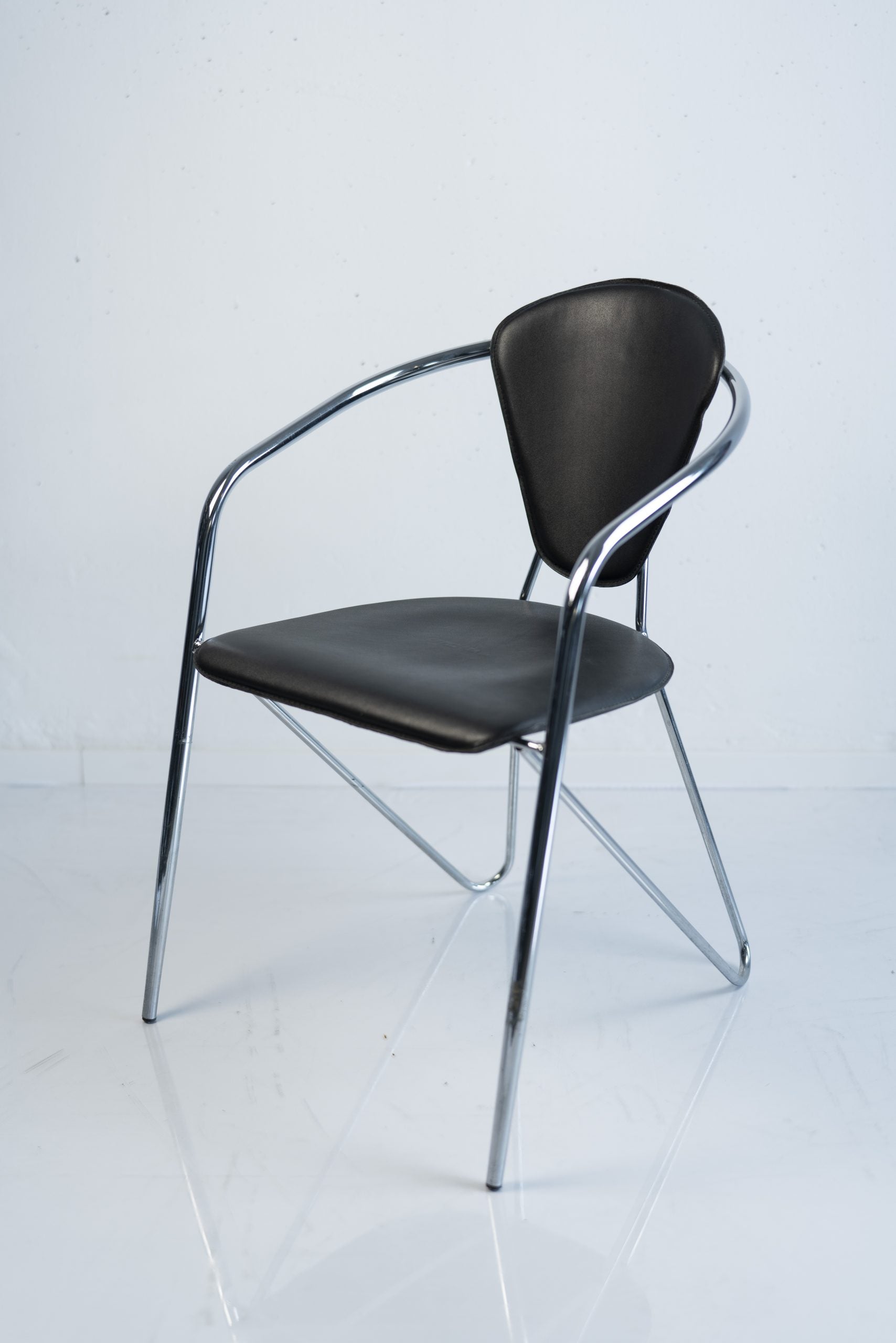 Design-Besucherstuhl, Kunstleder, Chrom/Schwarz