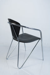 Design-Besucherstuhl, Kunstleder, Chrom/Schwarz