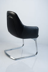 Giroflex, Freischwinger, Leder, Chrom/Schwarz