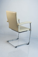 Stechert, Konferenzstuhl, Freischwinger, Leder, Chrom/Beige