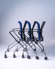 Steelcase "Number One", Klappstuhl mit Rollen, Silbergrau/Blau/Schwarz