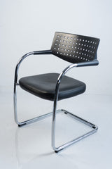 Vitra "Visavis Step", Freischwinger, Leder, Chrom/Schwarz