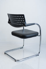 Vitra "Visavis Step", Freischwinger, Leder, Chrom/Schwarz