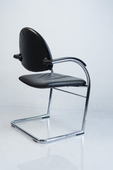 Vitra "Onda", Freischwinger, Leder, Chrom/Schwarz