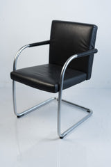Vitra "Visa Soft", Freischwinger, Leder, Schwarz