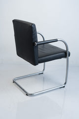 Vitra "Visa Soft", Freischwinger, Leder, Schwarz