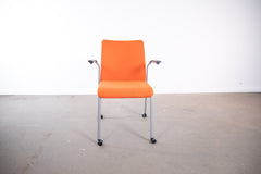 Steelcase "Eastside", 4-Fuß-Stuhl mit Rollen, Silbergrau/Orange/Schwarz