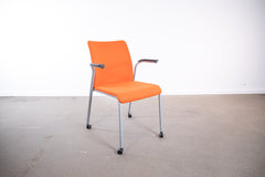 Steelcase "Eastside", 4-Fuß-Stuhl mit Rollen, Silbergrau/Orange/Schwarz