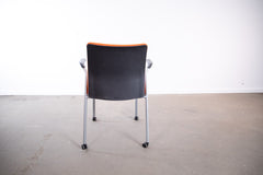 Steelcase "Eastside", 4-Fuß-Stuhl mit Rollen, Silbergrau/Orange/Schwarz