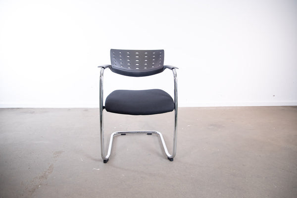 Freischwinger Rovo Chair "2425AS", Stapelstuhl, Chrom/Schwarz
