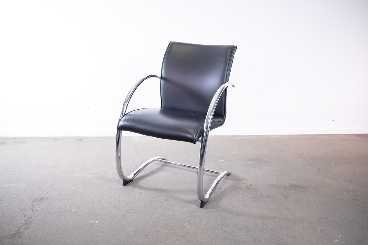 Wiesner Hager, Freischwinger, Leder, Chrom/Schwarz