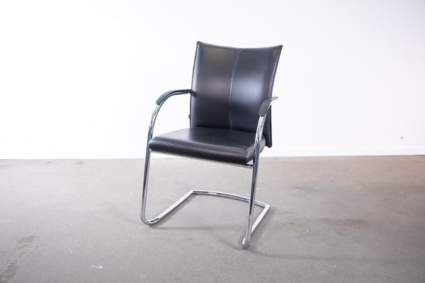 Haworth "Comforto" D5087, Freischwinger, Leder, Chrom/Schwarz