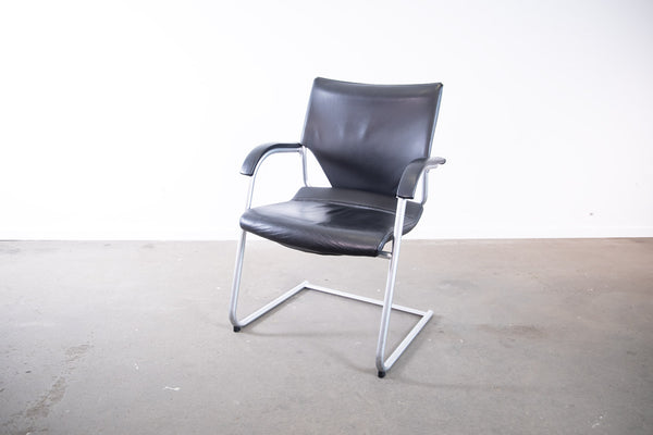 Wilkhahn "Modus 277/07", Freischwinger, Leder, Chrom/Grau