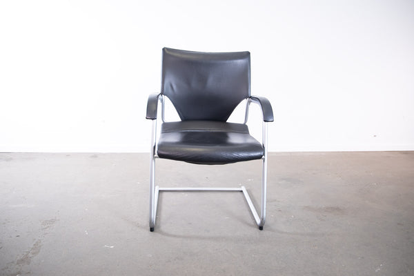 Wilkhahn "Modus 277/07", Freischwinger, Leder, Chrom/Grau