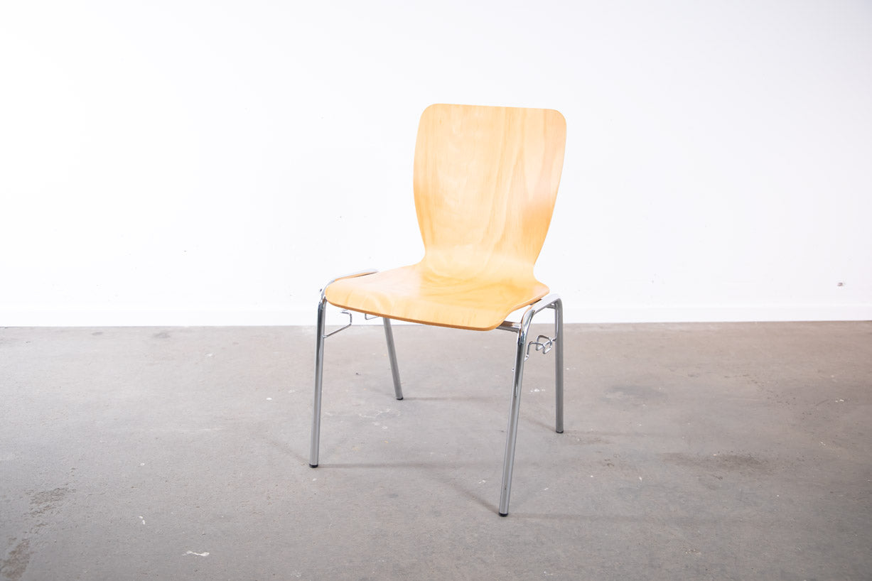 DESKIN Stapelstuhl, Chrom/Holz