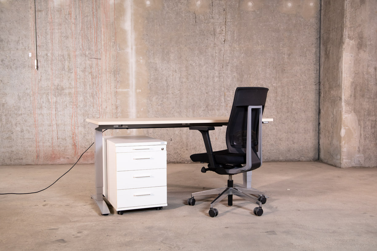 Elektrisch höhenverstellbarer Schreibtisch beige 160 x 80 cm