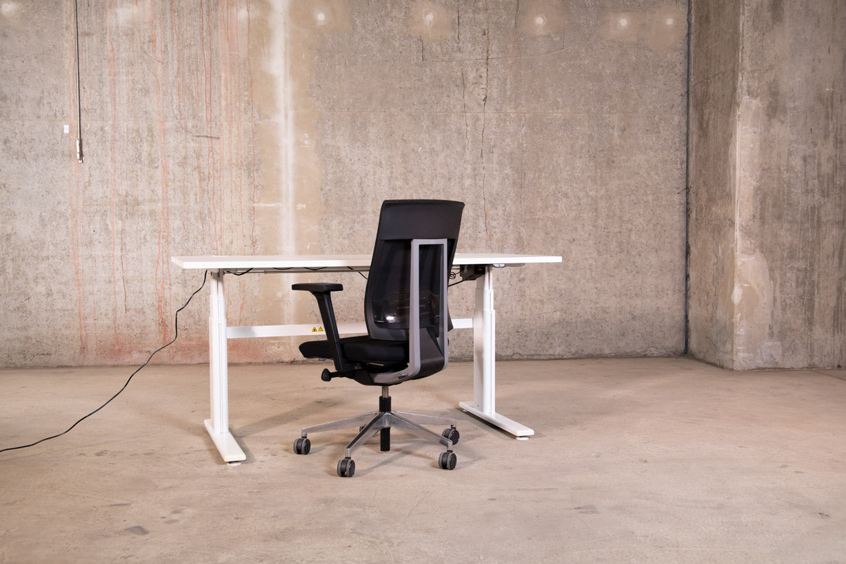 Elektrisch höhenverstellbarer Schreibtisch Weiß 160x80