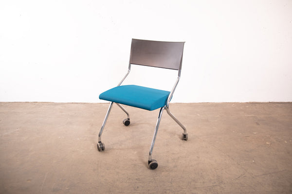 Sedus "flip flap", Klappstuhl mit Rollen, Chrom/Schwarz/Blau