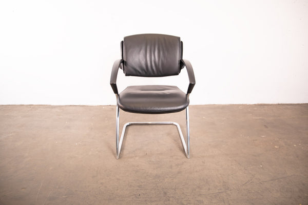 Sedus Freischwinger, Leder, Chrom/Schwarz