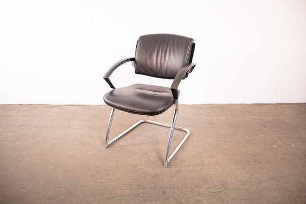 Sedus Freischwinger, Leder, Chrom/Schwarz