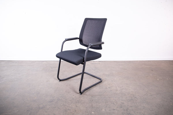 Sedus "Black Dot Net bd 236" Freischwinger mit Netzrücken, Stapelstuhl, Schwarz