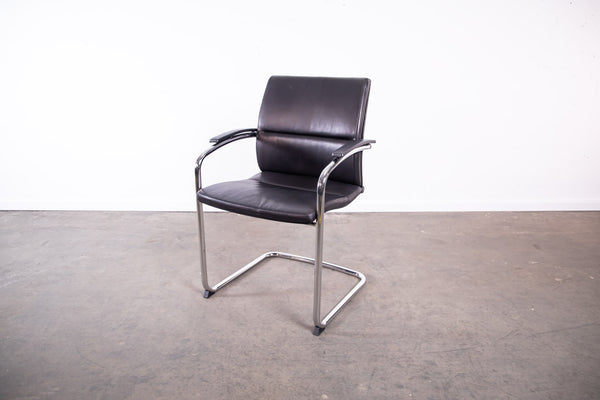 Sedus "open up, modern classic", Freischwinger, Leder, Chrom/Schwarz