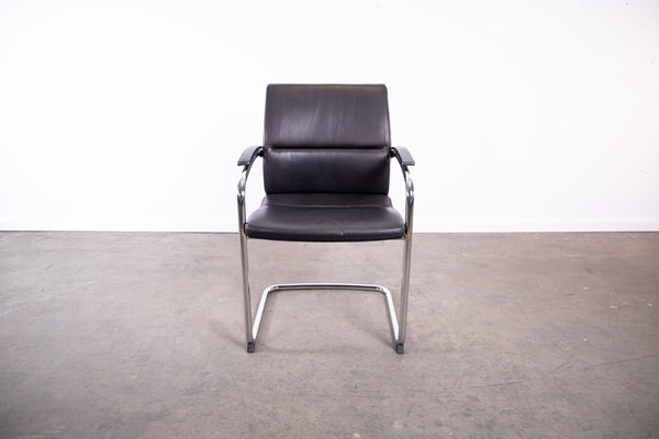 Sedus "open up, modern classic", Freischwinger, Leder, Chrom/Schwarz