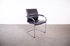 Sedus "open up, modern classic", Freischwinger, Leder, Chrom/Schwarz