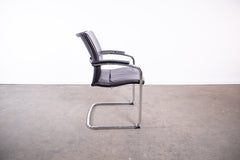 Sedus "open up, modern classic", Freischwinger, Leder, Chrom/Schwarz
