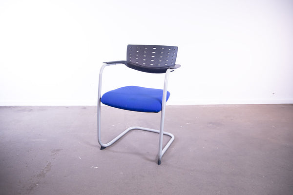 Rovo Chair "2425AS", Freischwinger, Stapelstuhl, Hellgrau/Schwarz/Blau