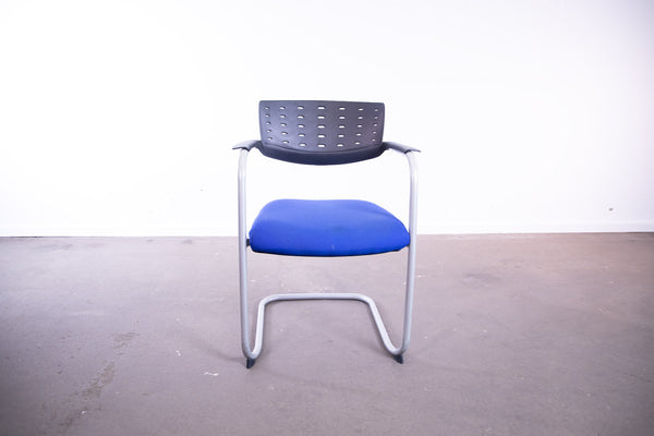 Rovo Chair "2425AS", Freischwinger, Stapelstuhl, Hellgrau/Schwarz/Blau