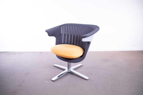 Steelcase "I2I" Loungesessel, Chrom/Grau/Orange