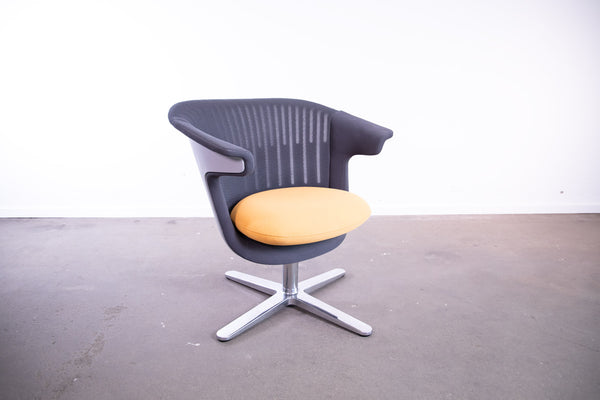 Steelcase "I2I" Loungesessel, Chrom/Grau/Orange