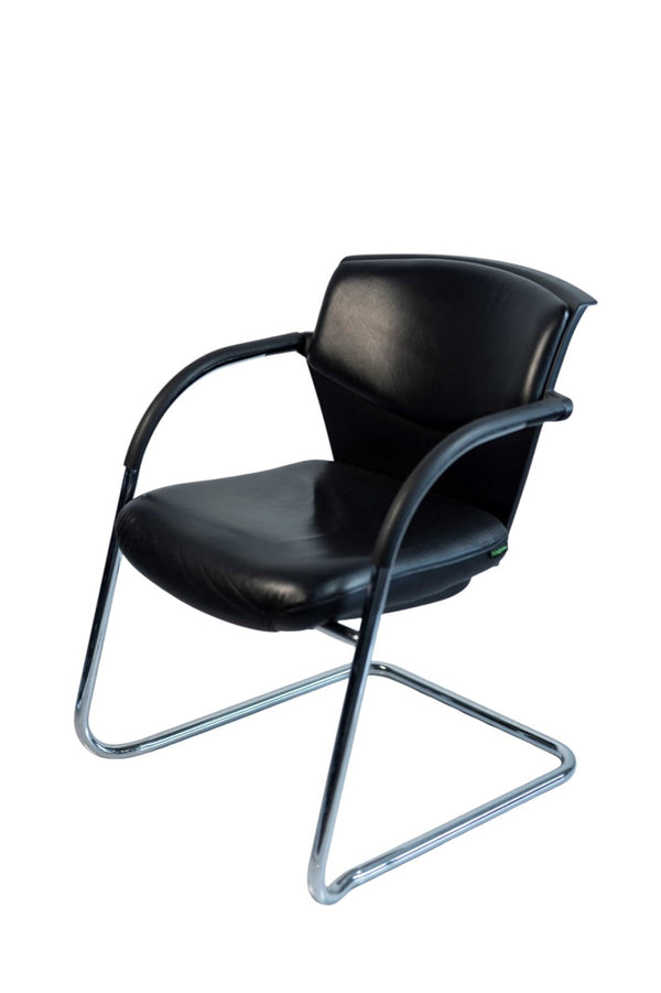 Dauphin Freischwinger, Leder, Chrom/Schwarz
