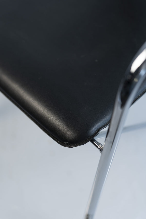 Design-Besucherstuhl, Kunstleder, Chrom/Schwarz