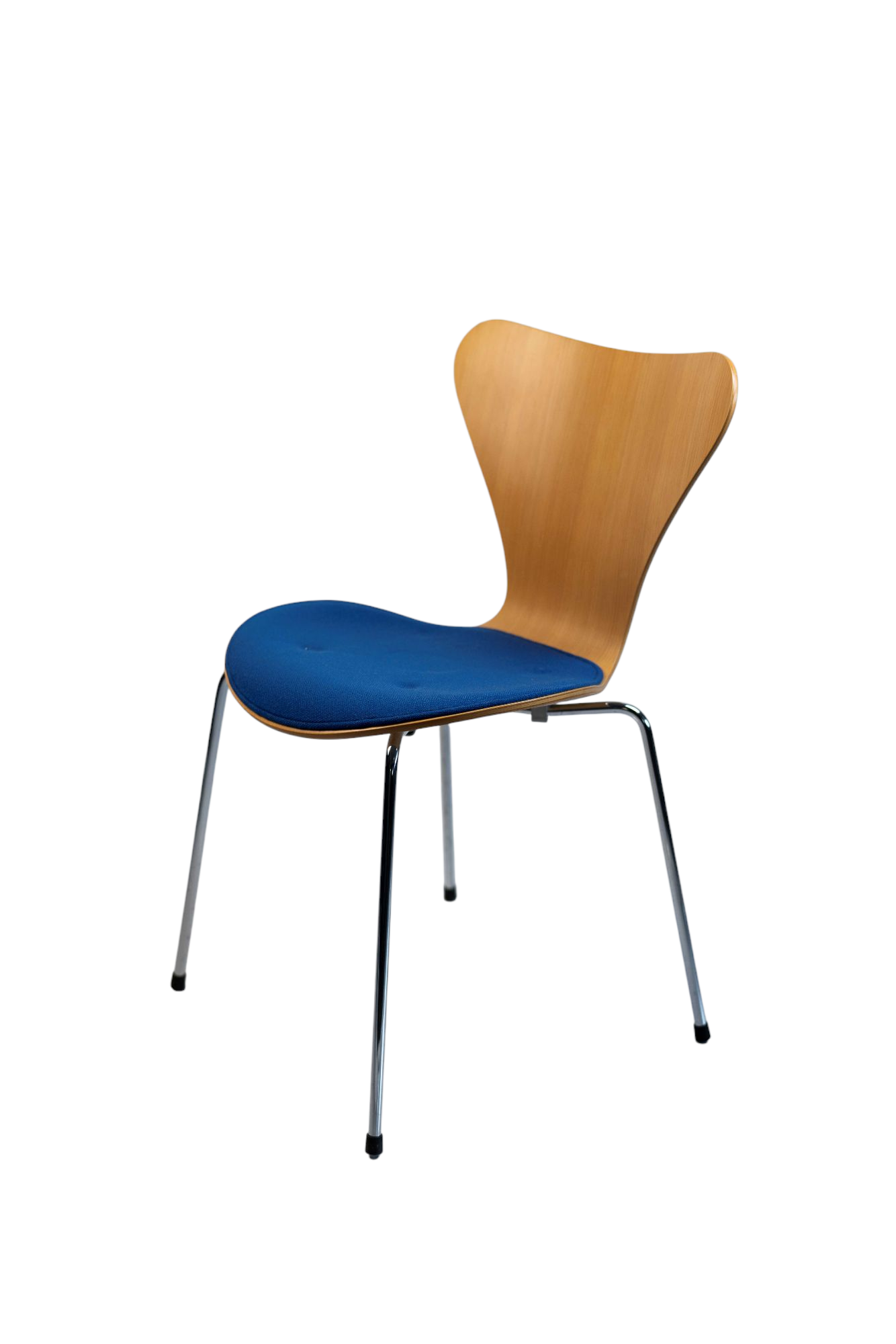 Fritz Hansen "Serie 7" Buche/Chrom/Blau