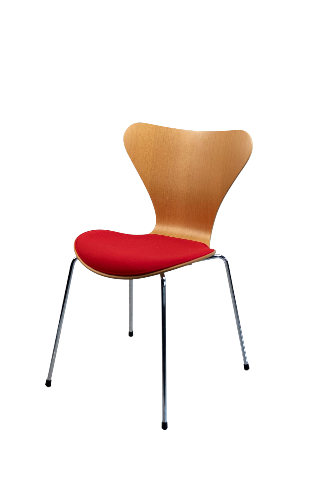 Fritz Hansen "Serie 7" Buche/Chrom/rot