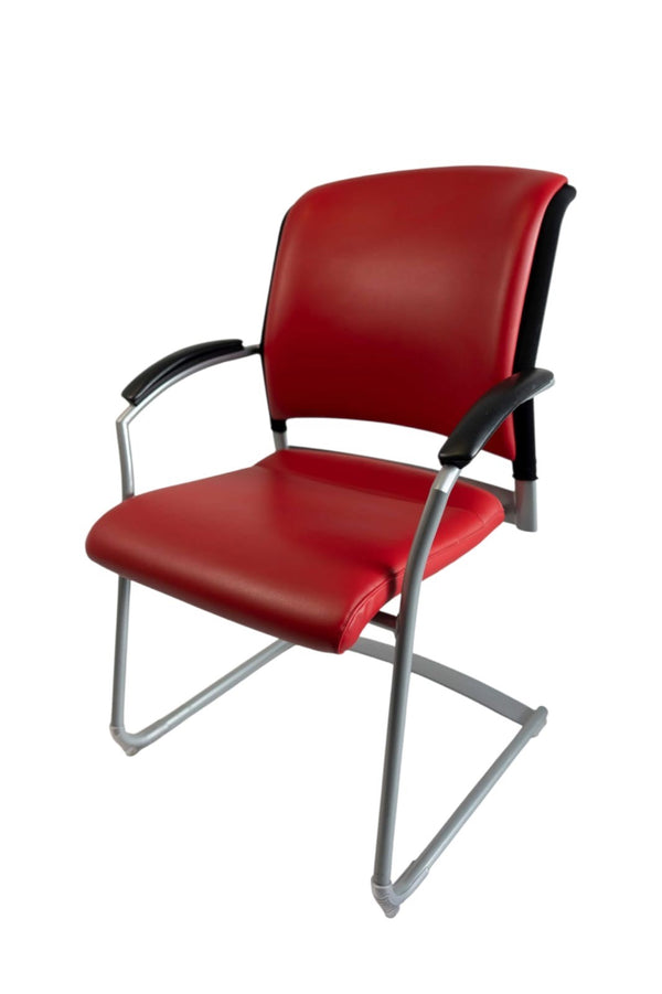 Interstuhl "X565", Freischwinger, Leder, Rot/Grau