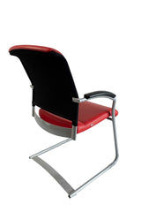 Interstuhl "X565", Freischwinger, Leder, Rot/Grau