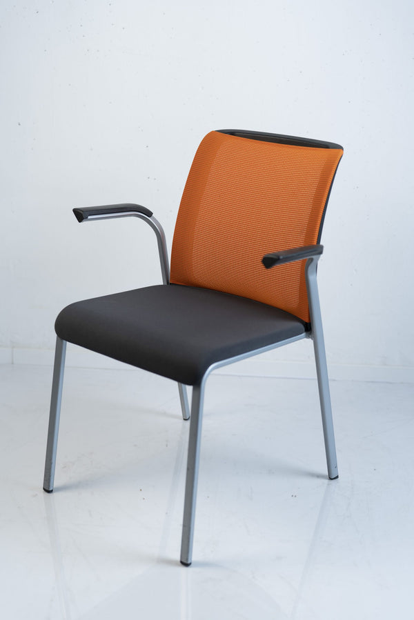 Steelcase "Reply", 4-Fuß-Stuhl, Silbergrau/Orange/Schwarz