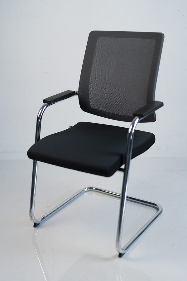 Sedus "Black Dot Net bd 236", Freischwinger mit Netzrücken, Chrom/Schwarz