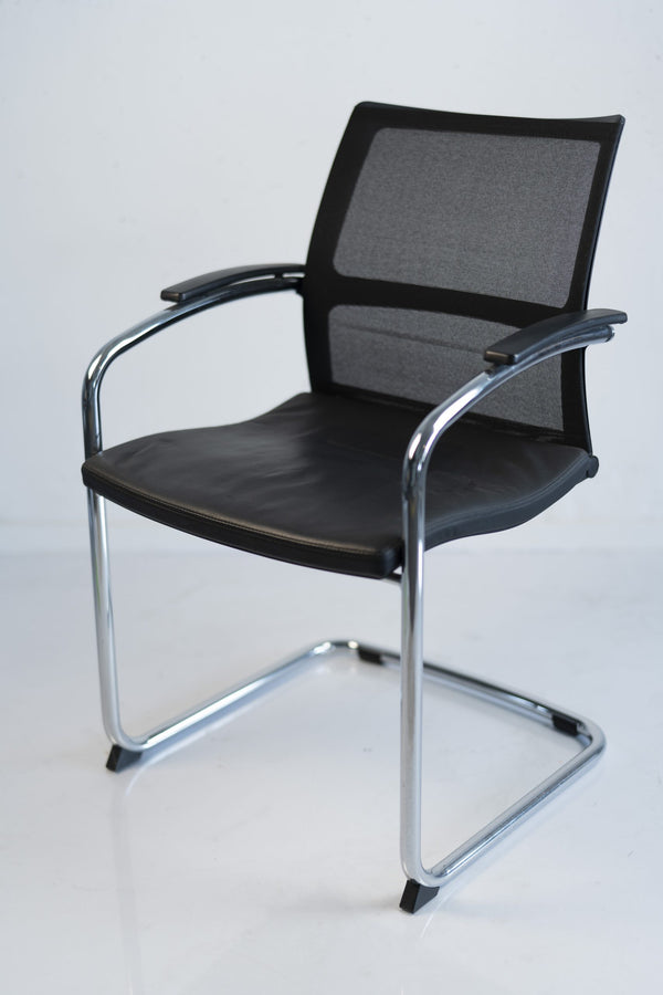 Sedus "Open Up" UP-233, Freischwinger, Leder, Chrom/Schwarz