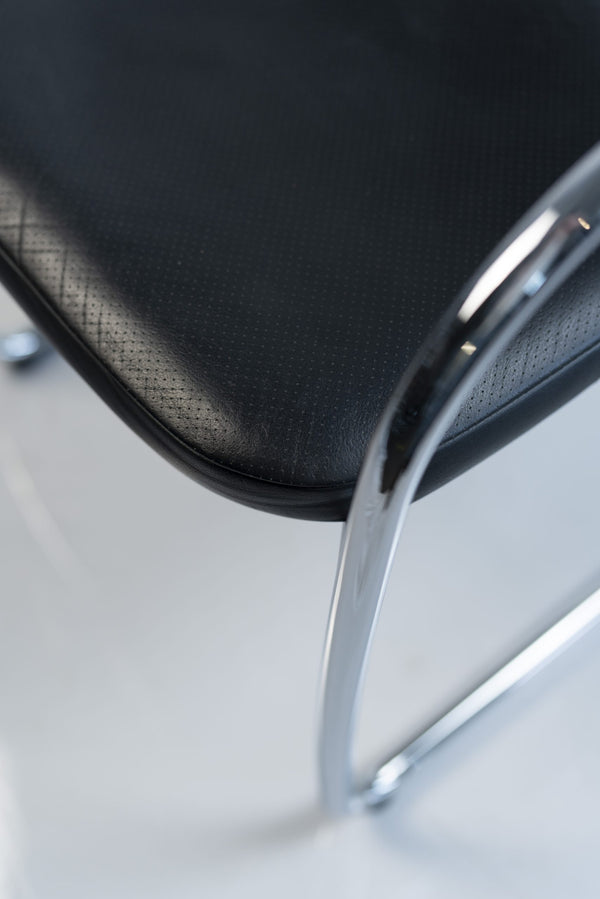 Vitra "Visavis Step", Freischwinger, Leder, Chrom/Schwarz