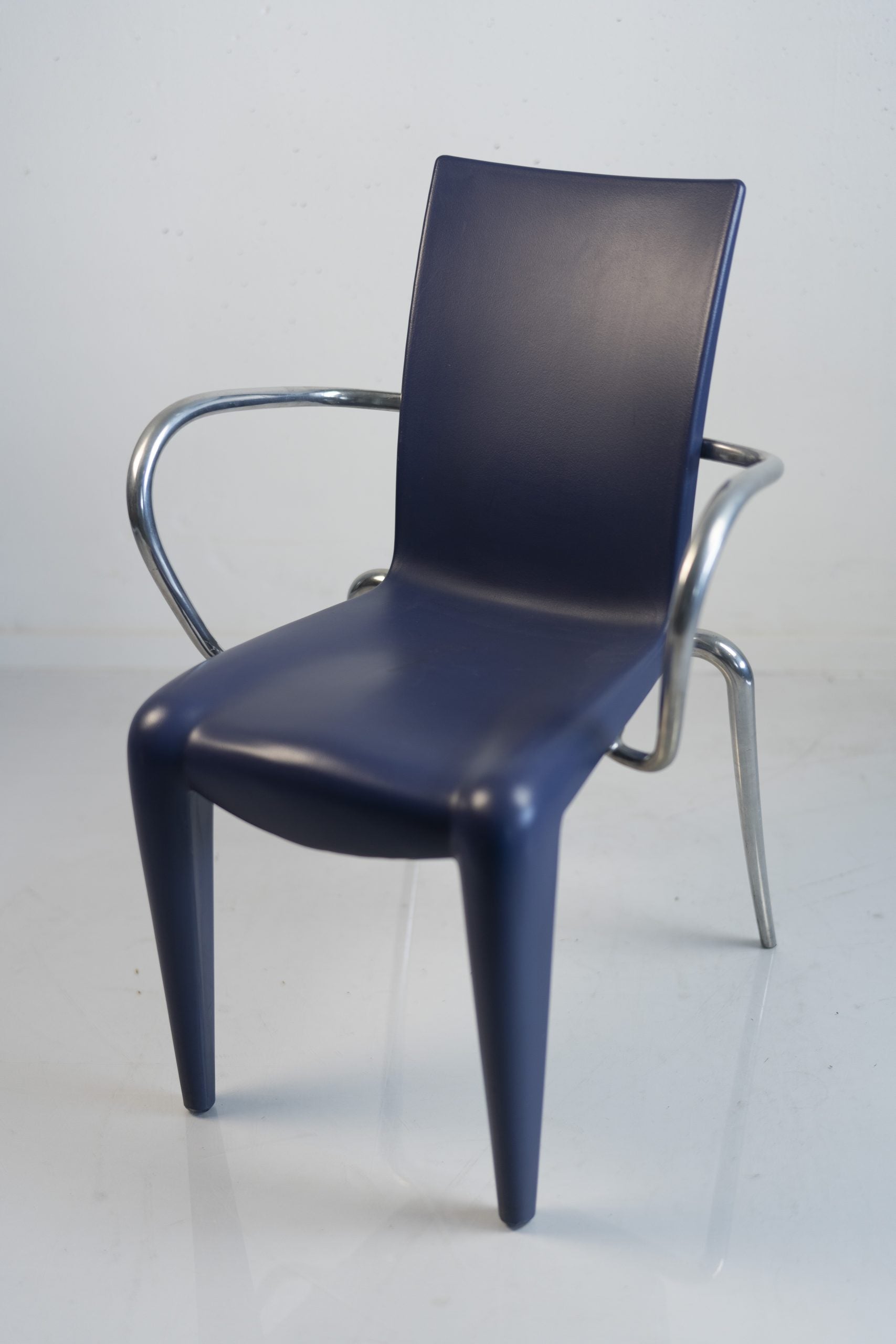Besucherstuhl Vitra "Louis 20", Chrom/Blau