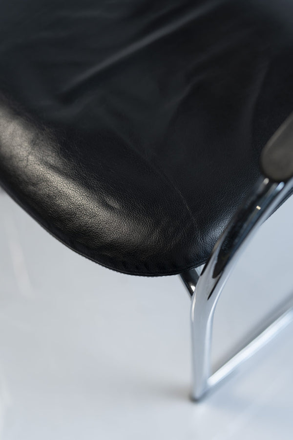 Vitra "Onda", Freischwinger, Leder, Chrom/Schwarz