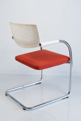 Vitra "Visavis Step", Freischwinger, Chrom/Rotorange/Weiß