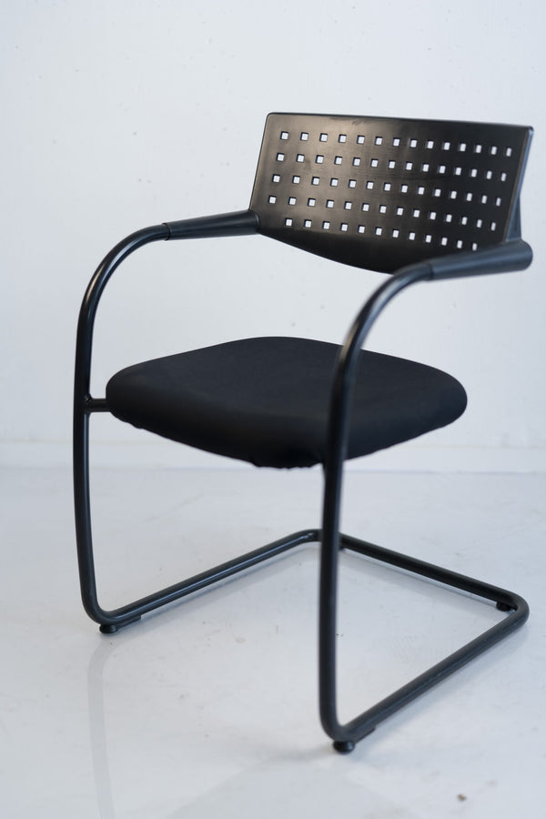 Vitra "Vis a vis Step", Freischwinger, nicht stapelbar, Schwarz/Schwarz