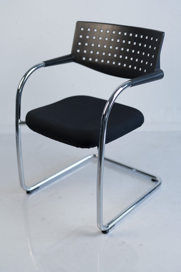 Vitra "Vis a vis Step", Freischwinger, nicht stapelbar, Chrom/Schwarz